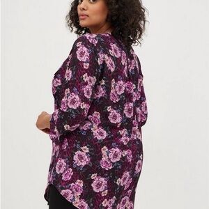 Torrid Purple and Black Floral Tunic Size 3